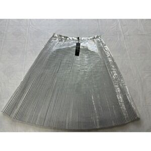 NWT Talbots Women's Size 2 A-Line Accordian Pleat Metallic Knee Length Skirt NEW